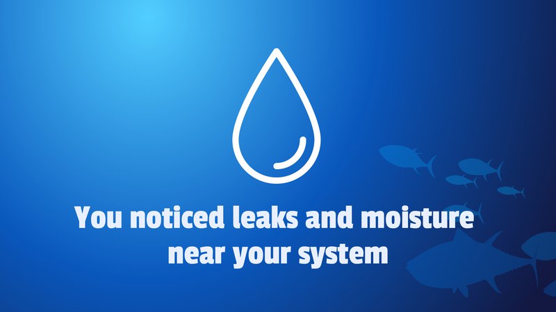 You noticed leaks and moisture near your system.